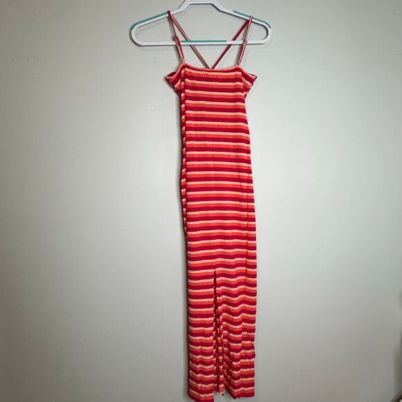L*Space Ellery Striped Rib Dress Red Adjustable Strap Cutout Women Medium NWT - Picture 4 of 8